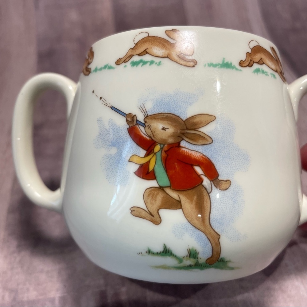 Royal Doulton Bunnykins Double Handle Child Cup Mug Mischievous - Picture 12 of 13